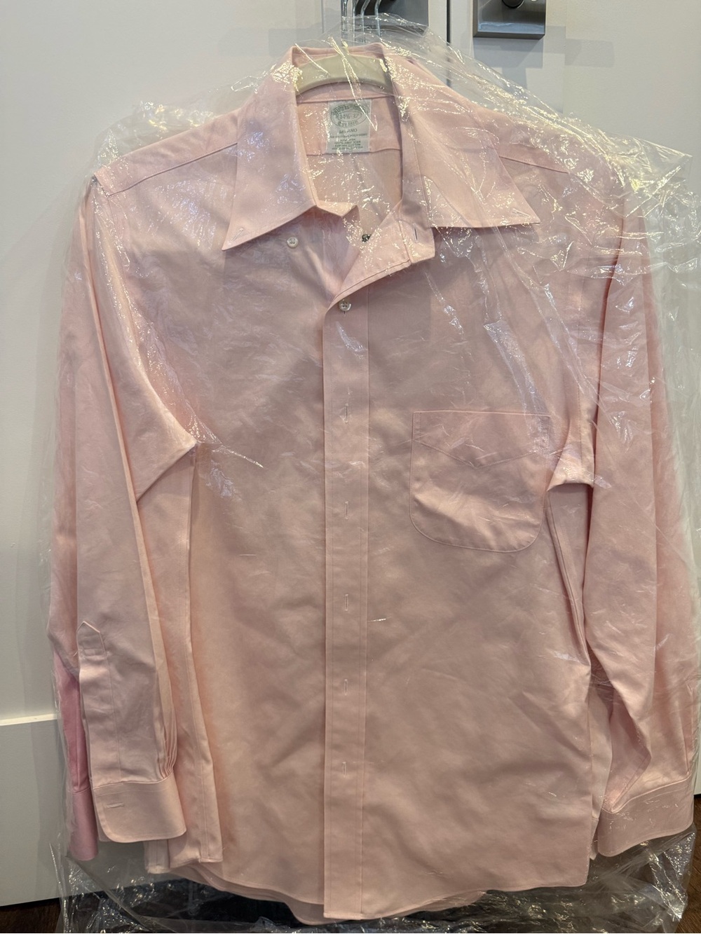 Brooks Brothers Light Pink Men's Dress Shirt with Chest Pocket